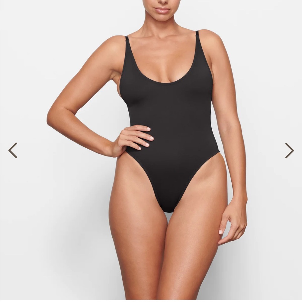 SKIMS Scoop Neck One-Piece Swimsuit in Black